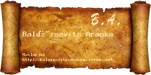 Balázsovits Aranka névjegykártya