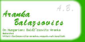 aranka balazsovits business card